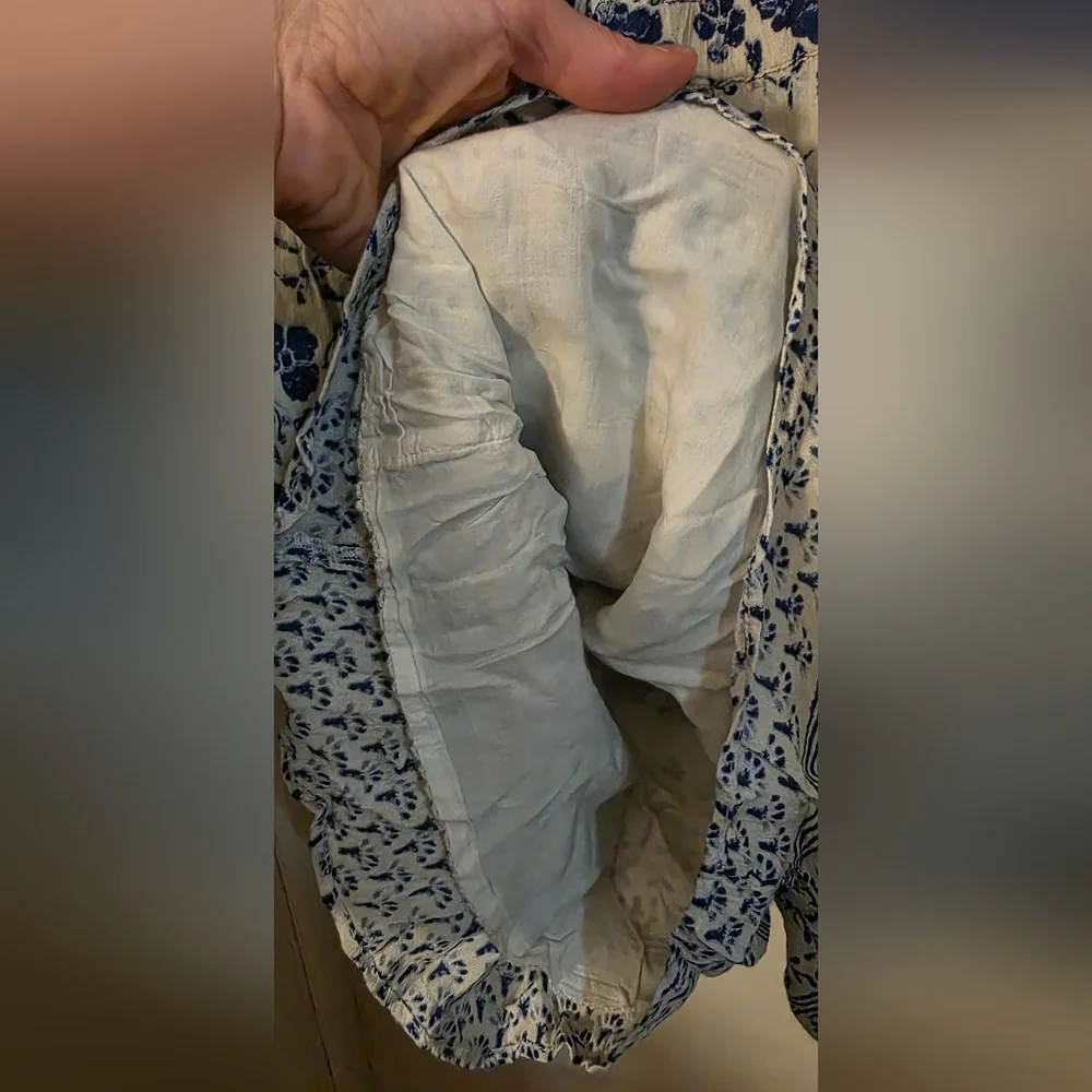 Anthropologie Blue and White Floral Clemente Off the Shoulder Romper - Picture 9 of 10